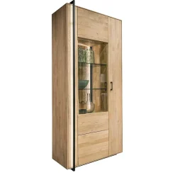 Wohnzimmervitrine aus Asteiche Massivholz - Clenza