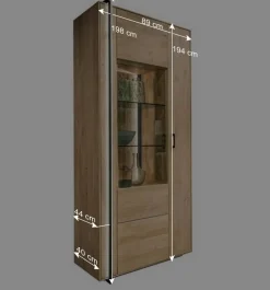 Wohnzimmervitrine aus Asteiche Massivholz - Clenza