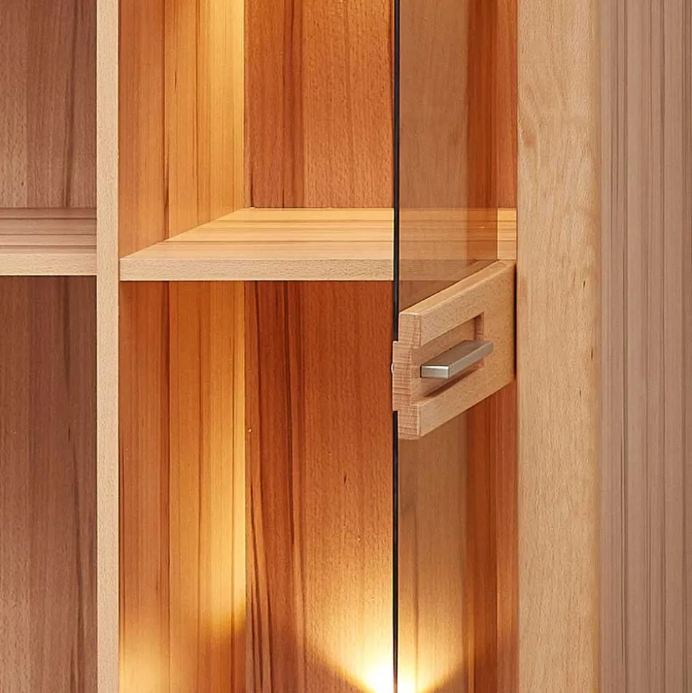 Wohnzimmervitrine aus Kernbuche mit LED - Amyonta