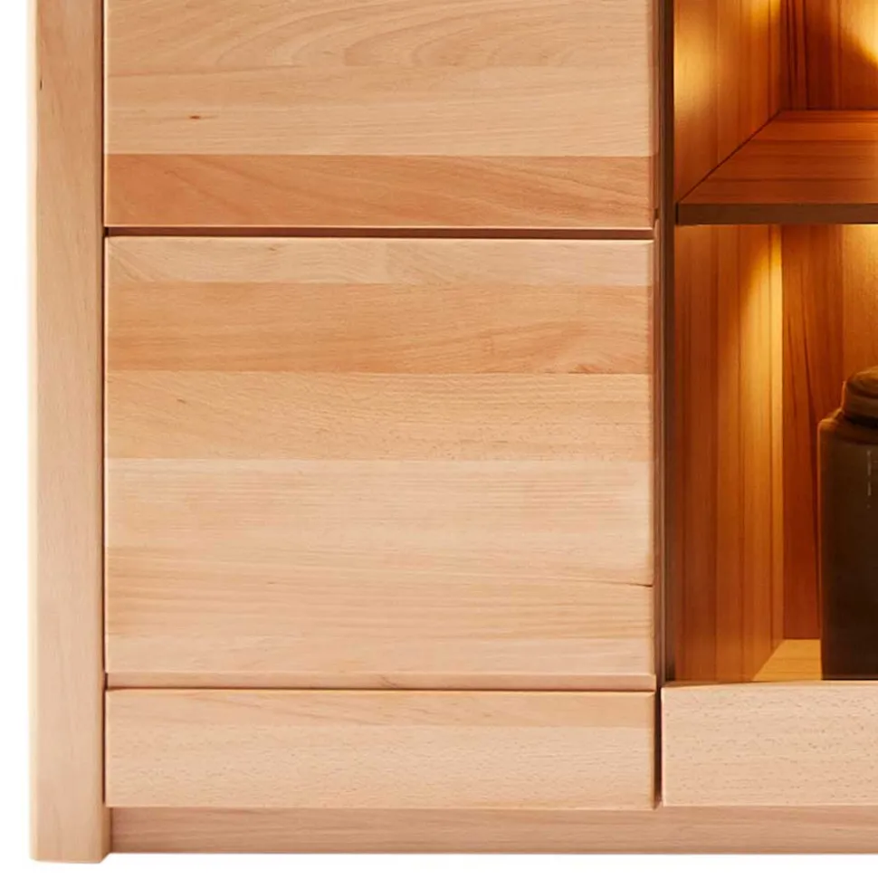 Wohnzimmervitrine aus Kernbuche mit LED - Amyonta