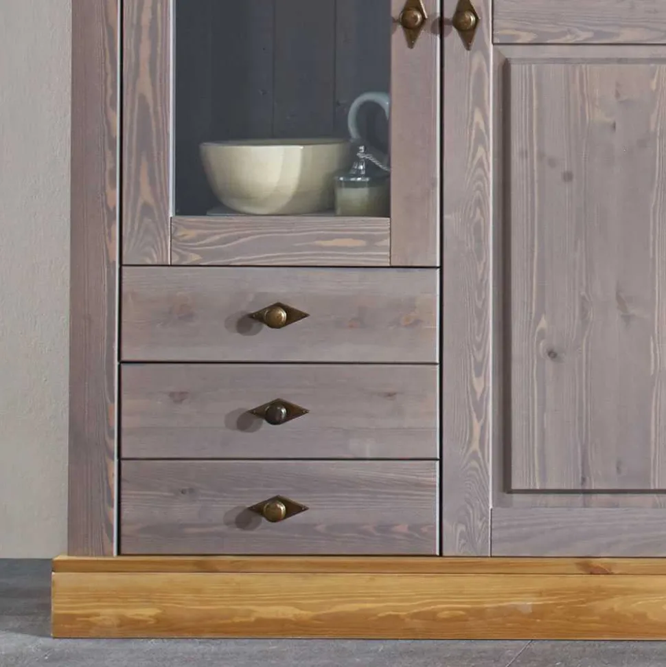 Wohnzimmervitrine Cempino in Grau