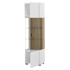 Wohnzimmer-Vitrine in Weiß und Wildeiche - Nenaloro