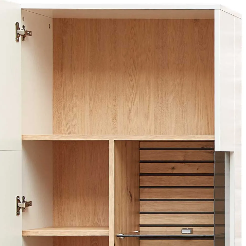 Wohnzimmervitrine in Weiß und Wildeiche NB - Niam