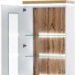 Wohnzimmervitrine in Weiß & Dekor Wildeiche - Caldri