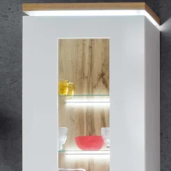 Wohnzimmervitrine in Weiß & Dekor Wildeiche - Caldri