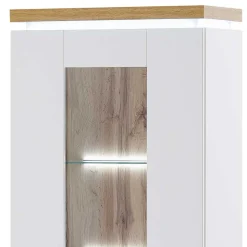 Wohnzimmervitrine in Weiß & Dekor Wildeiche - Caldri