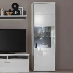 Wohnzimmervitrine Tacroma in Weiß Hochglanz