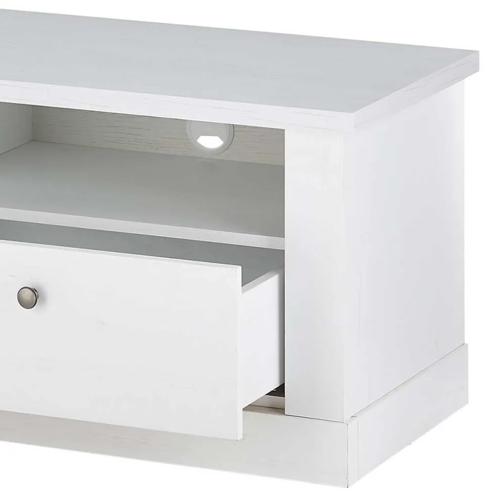 Wohnzimmerwohnwand in weißer Holzoptik Pinie - Liancos (vierteilig)