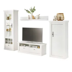 Wohnzimmerwohnwand in weißer Holzoptik Pinie - Liancos (vierteilig)