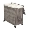 Wäschetruhe auf Rollen in Grau Kunstrattan - Henrietta