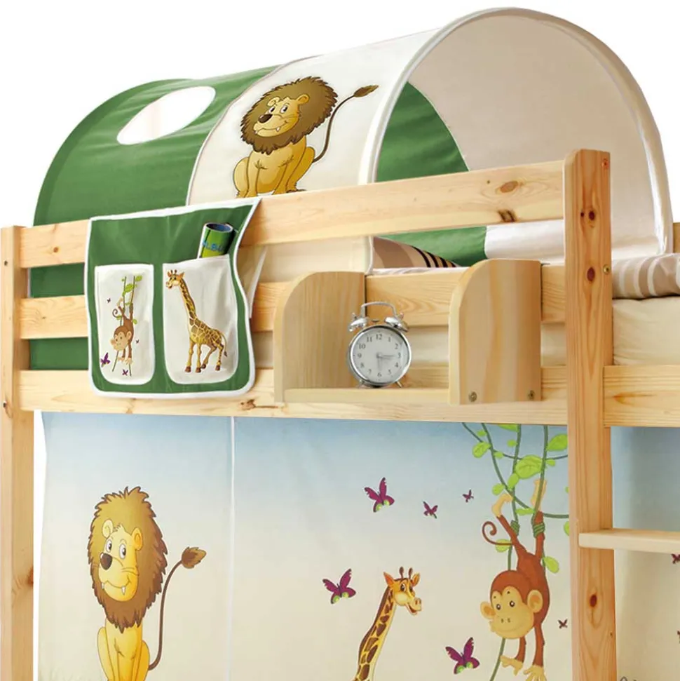 90x200 Afrika Tiere Hochbett mit Nackenrolle - Fakt