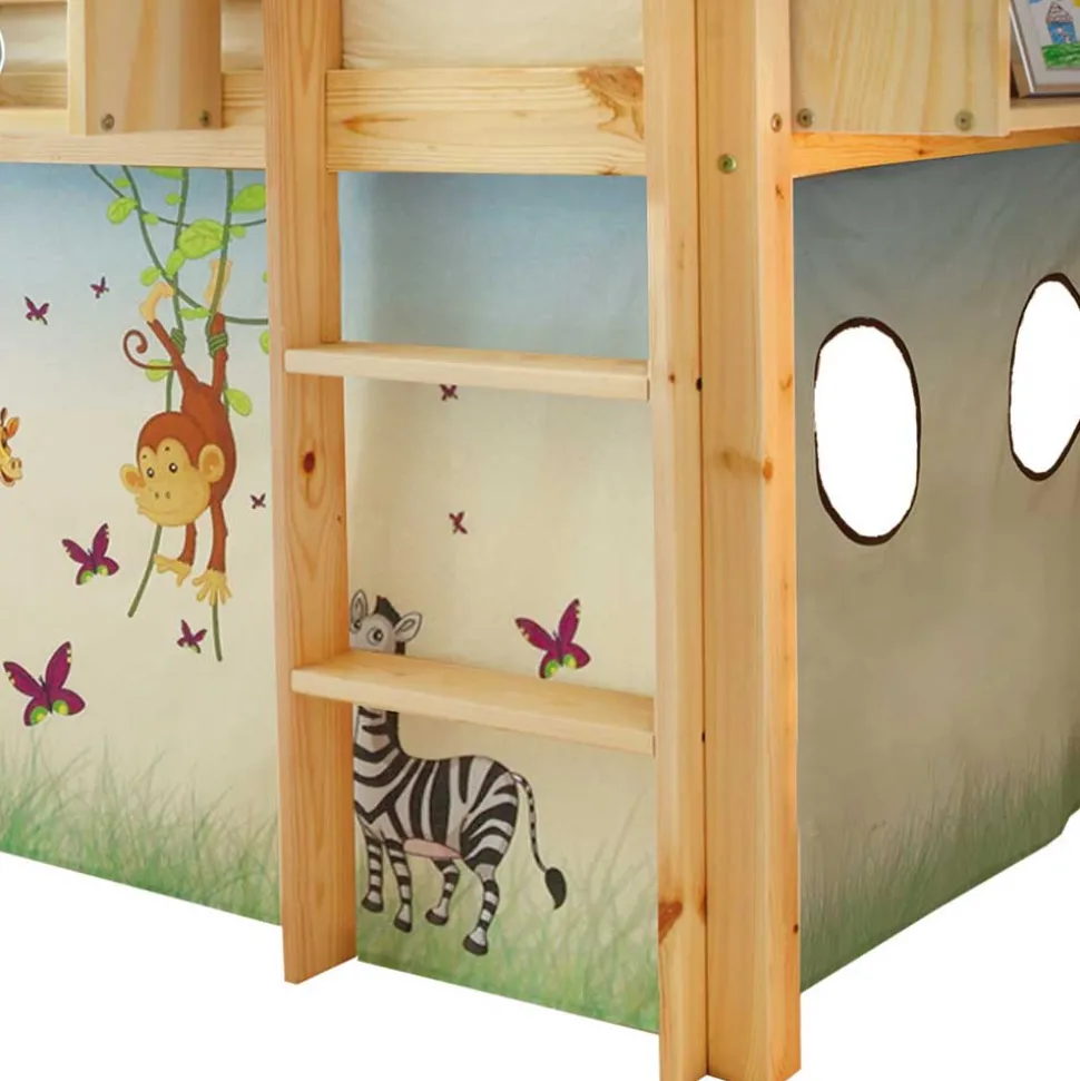 90x200 Afrika Tiere Hochbett mit Nackenrolle - Fakt