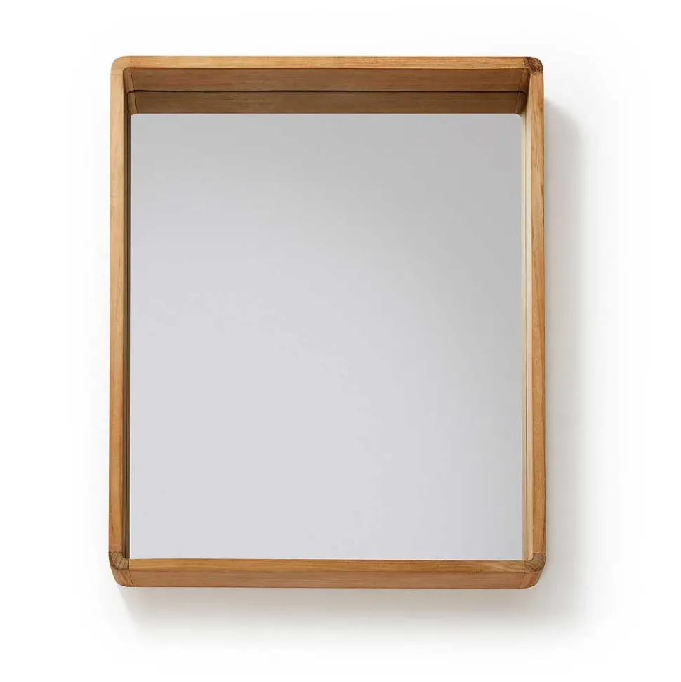 80x65 Badezimmerspiegel mit Teak Holz - Tiranny