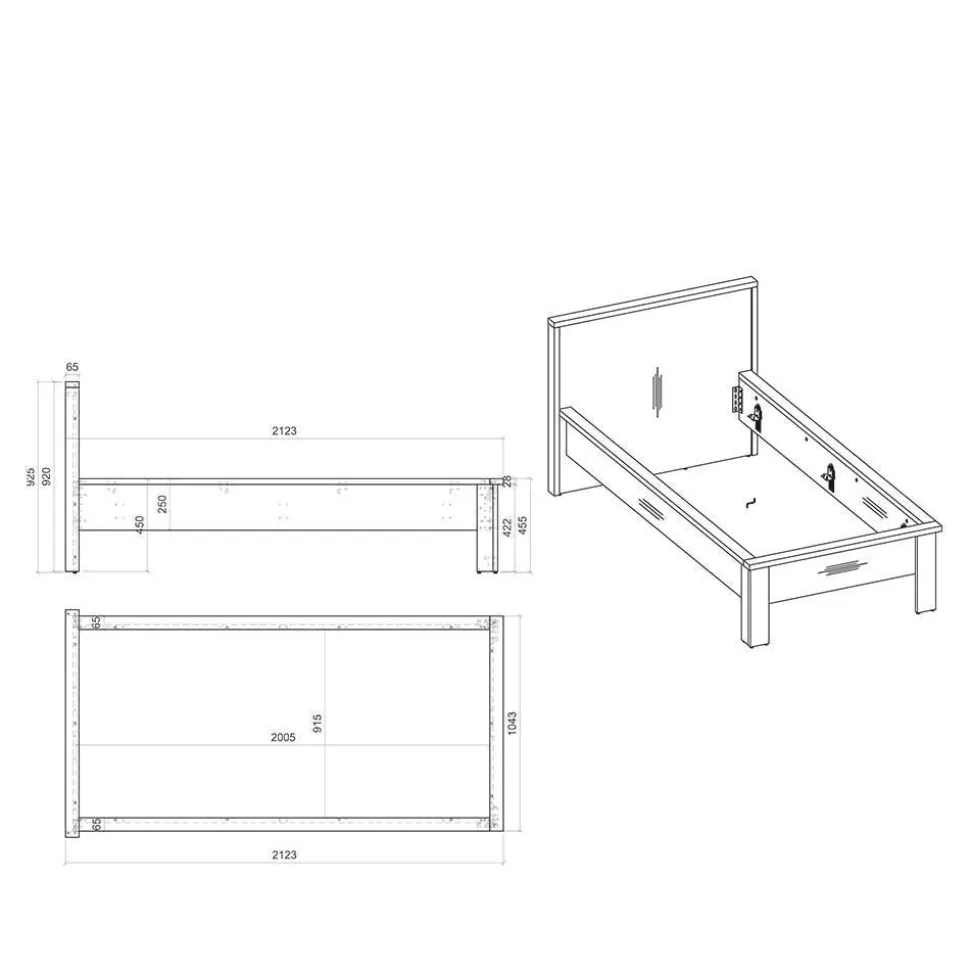 90x200 Bett & Nachttisch & Schrank - Naiavio (dreiteilig)