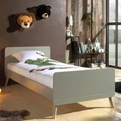 90x200 Bett in Oliv Grün & Gold - Genn