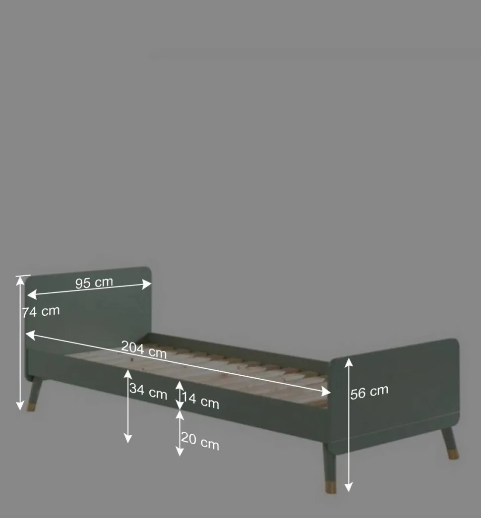 90x200 Bett in Oliv Grün & Gold - Genn