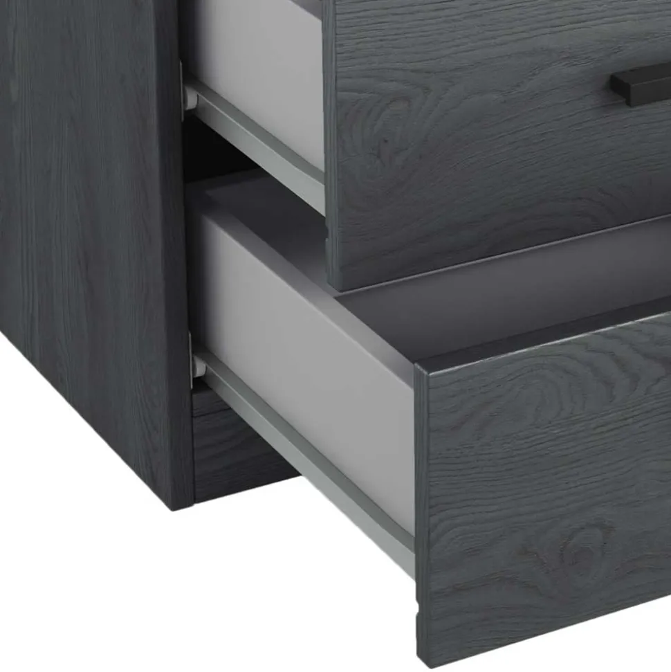 140x200 Bett mit Stauraum in Eiche Grau - Carika