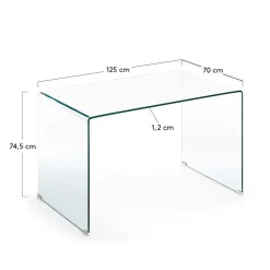 125x70 cm Design Schreibtisch aus Glas - Fire