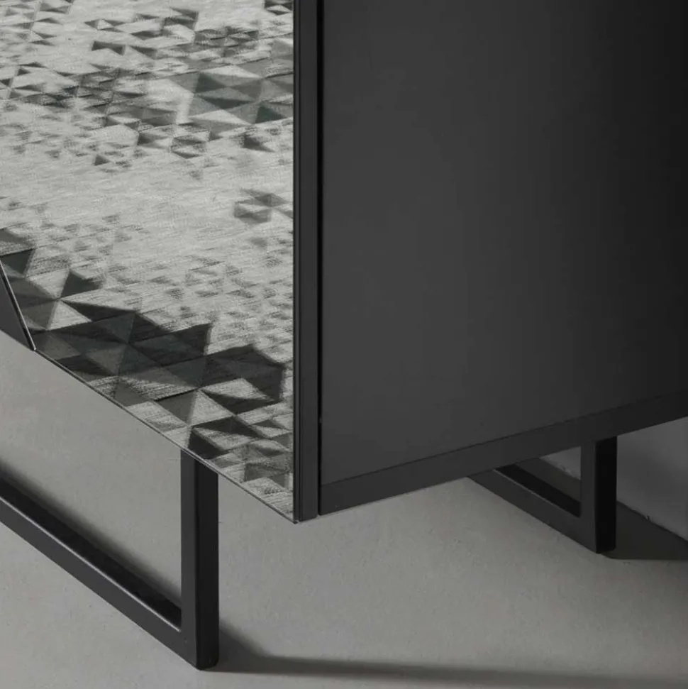 120x140 cm Highboard mit Spiegelglas in Rauchgrau - Razepta