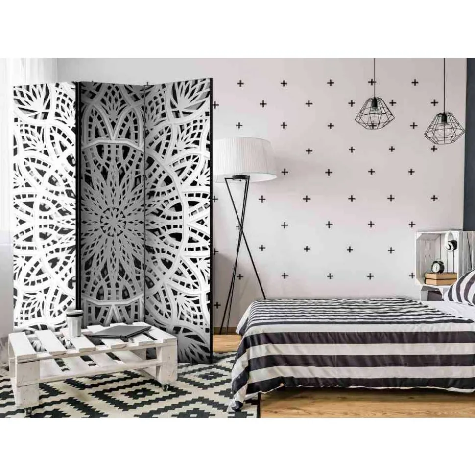 135x172 cm Paravent in Weiß & Schwarz - Wihelpa