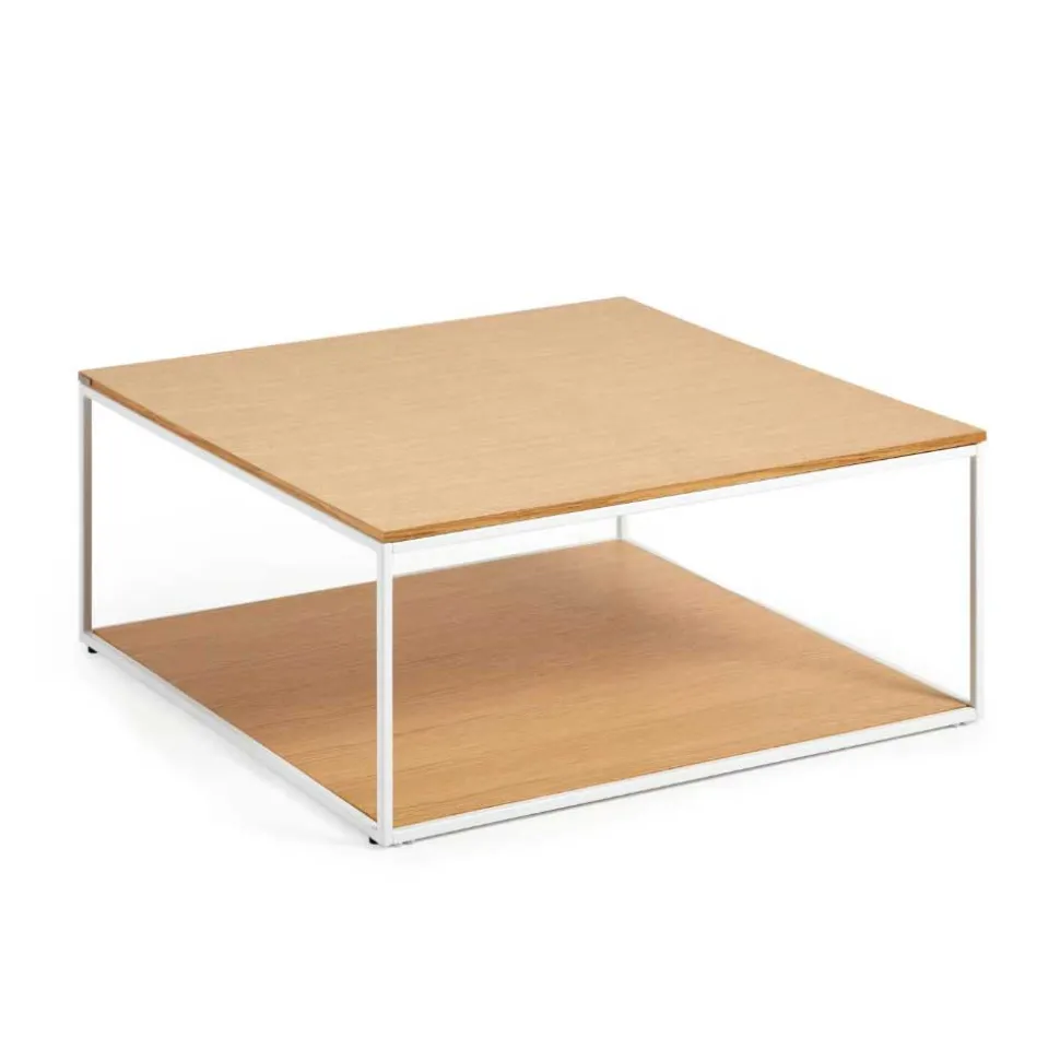 80x80 Couchtisch mit Bodenplatte in Eiche - Bosso