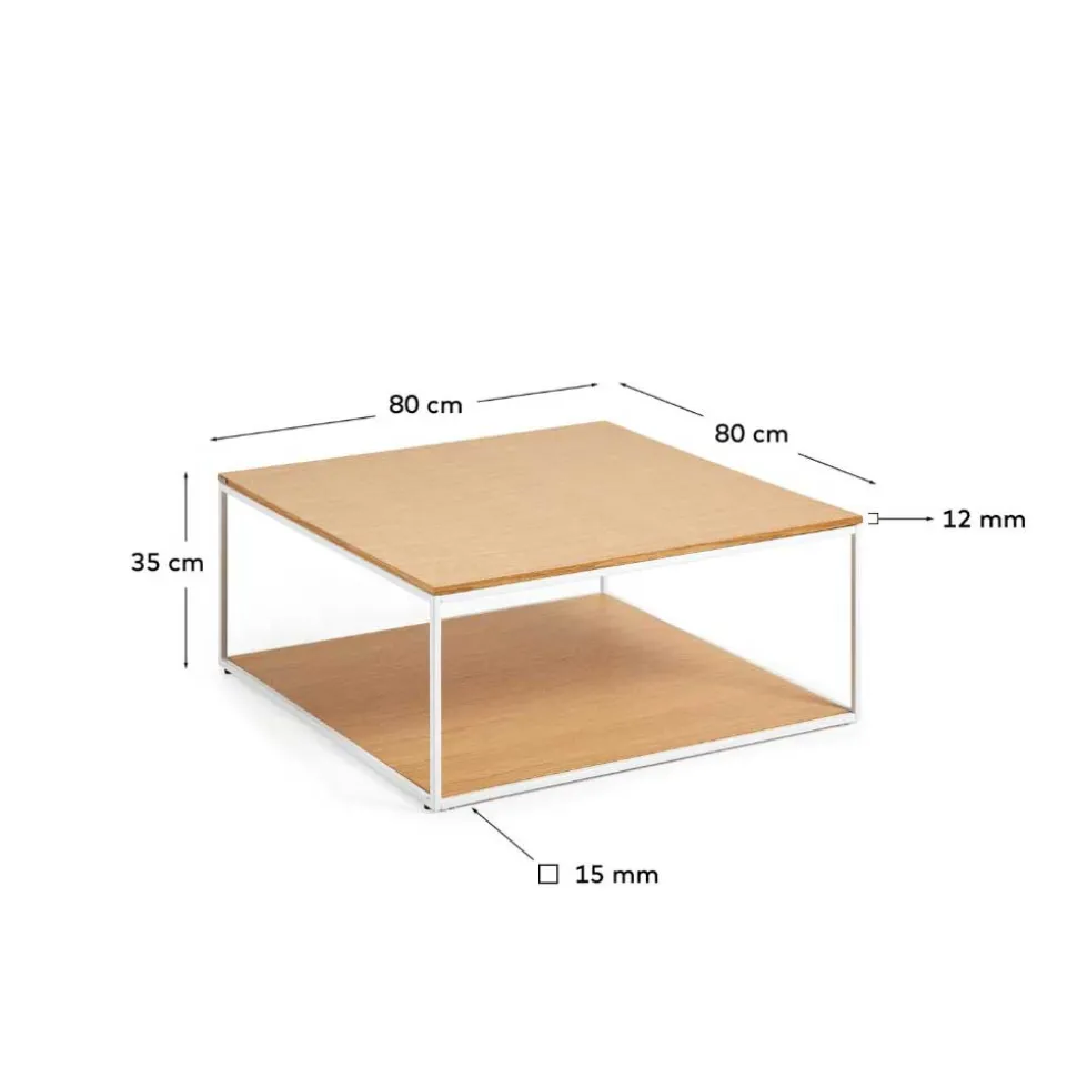 80x80 Couchtisch mit Bodenplatte in Eiche - Bosso