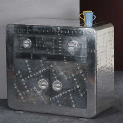 90x80 Design Kommode aus Massivholz & Alu - Pilot