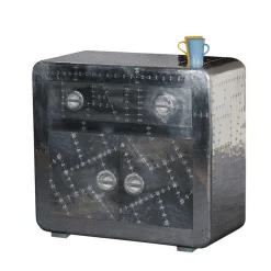 90x80 Design Kommode aus Massivholz & Alu - Pilot