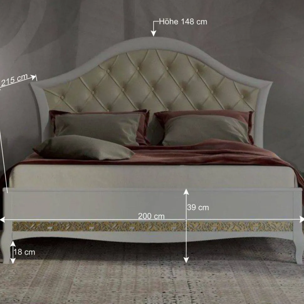 180x200 Designbett mit Chesterfield Kopfteil - Valganios