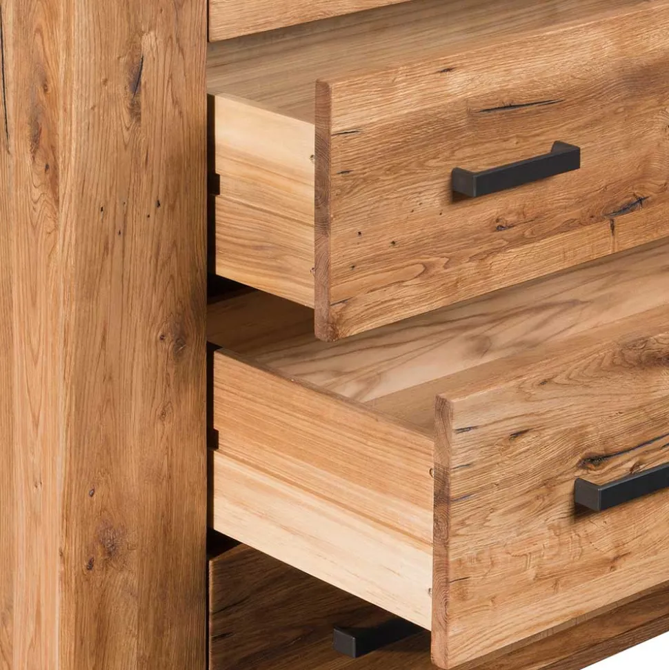 120x100 Eiche Kommode mit Metallgriffen - Latinossa