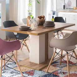 160x90 Esstisch mit Säulenfuß zweifarbig - Caldri