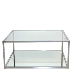 80x80 Glas Couchtisch mit Spiegelglas Boden - Cowian