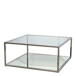 80x80 Glas Couchtisch mit Spiegelglas Boden - Cowian