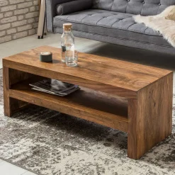 110x45 Handgearbeiteter Couchtisch mit Ablage - Hoslo