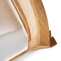 140x200 Holzbett aus Wildeiche mit Rattan - Ambrosso