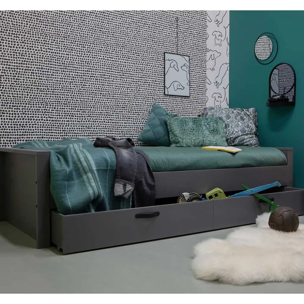 90x200 Holzbett in Grau aus Kiefer - Firgetta