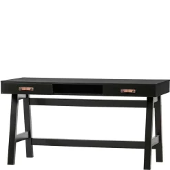 140x62 Kiefernholz Schreibtisch in Schwarz - Ilvessino