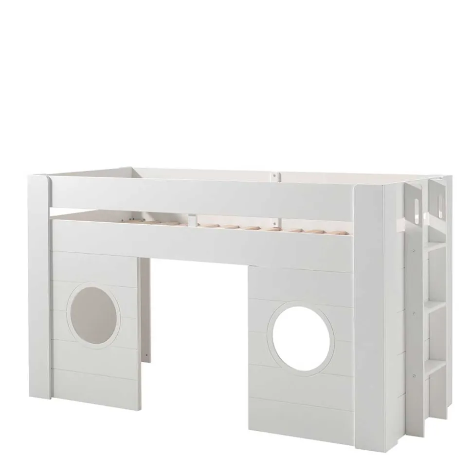 90x200 Kinder Hütten Hochbett in Weiß - Lapel