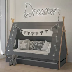 90x200 Kinder Zeltbett in Grau - Casserra