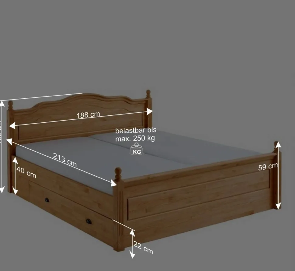 180x200 Landhaus Bett mit Stauraum - Ulderan