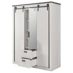 140x200 Modern Country Bett & Schrank - Tramos (vierteilig)