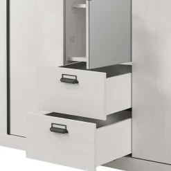 140x200 Modern Country Bett & Schrank - Tramos (vierteilig)