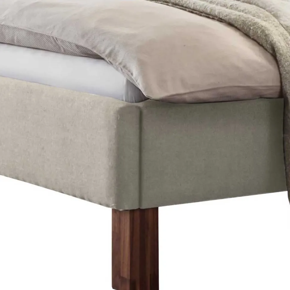 140x200 Polsterbett in Beige und Nussbaum - Kyras