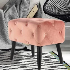 60x40 Polsterhocker in Rosa Samt - Kenry