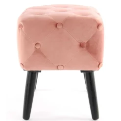 60x40 Polsterhocker in Rosa Samt - Kenry