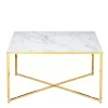 80x80 Quadrat Couchtisch in Marmor Optik & Gold - Hulmane