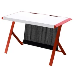 127x60 Schreibtisch in Weiß mit Rot - Kastawa