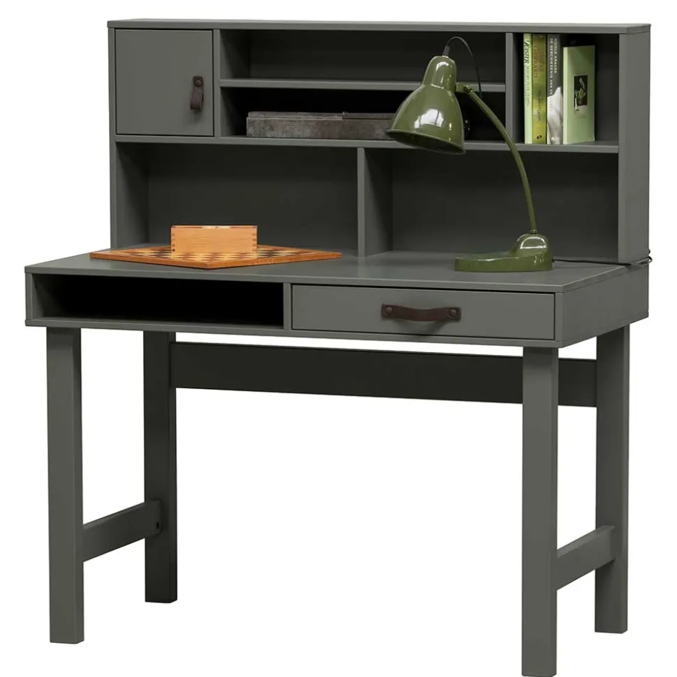 122x58 Schreibtisch mit Aufsatz in Graugrün - Daraon