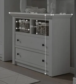 104x90 Touchwood Kommode mit 2 Schubladen - Chelles