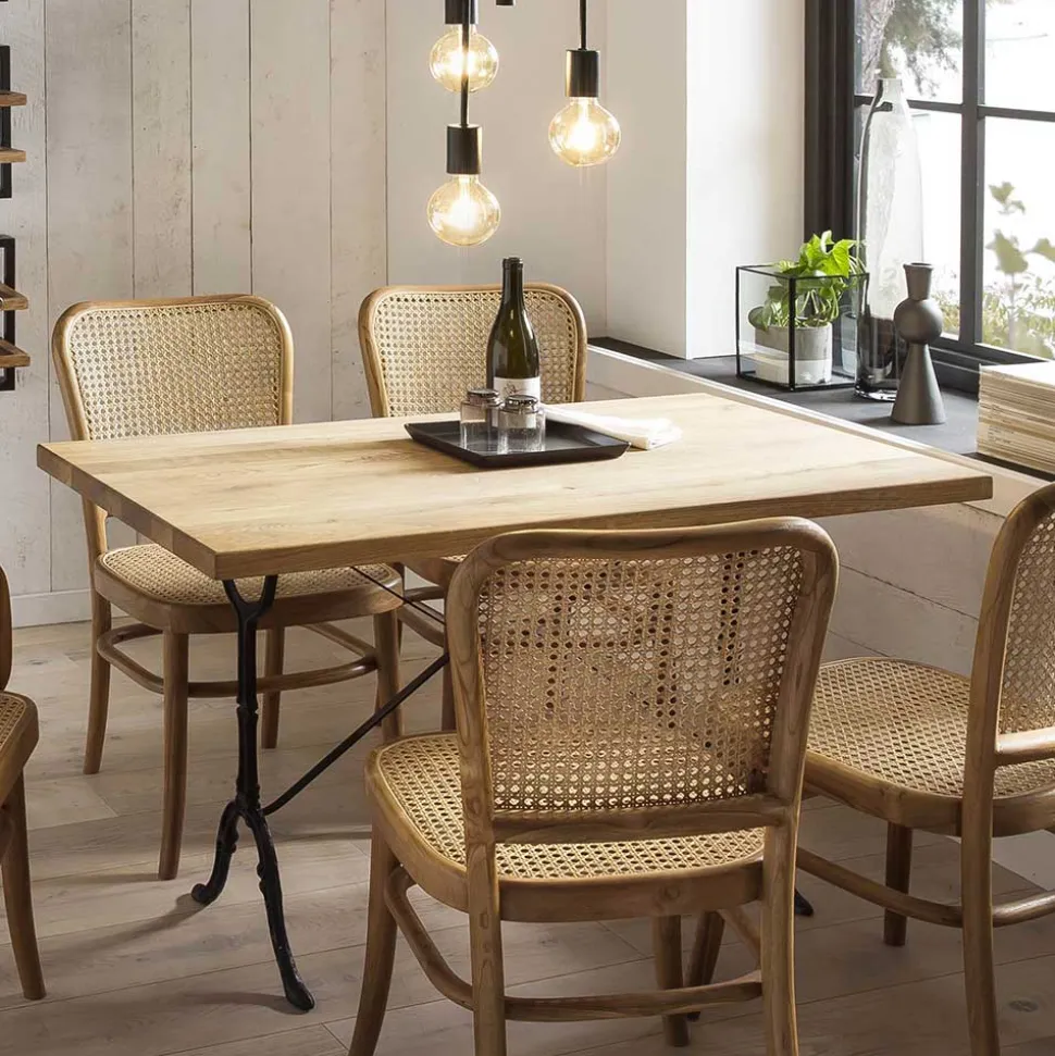 120x65 Wildeiche Tisch mit Gusseisen Gestell - Louves